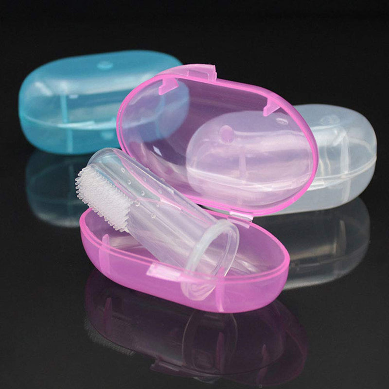 4 Pieces Soft Silicone Finger Toothbrush，Tooth Cleaning Care, with 4 Storage Boxes