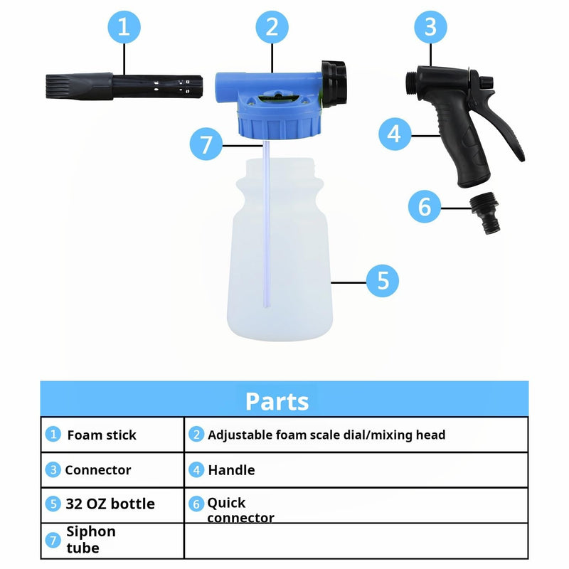 2 in 1 Portable Horse Bath Sprayer & Foam Wash,Lightweight Detangling Shower Gun for Quick Horse Washing,Water-Saving Equine Grooming Tools with 2 Nozzle Modes