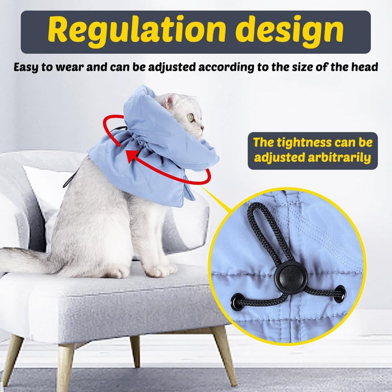 MiOYOOW Cat Recovery Collar, Cat Protective Collar, Adjustable Pet Cone Collar, Waterproof Clasps, Collars, Post-Operative Protective Collar, Leak Protection for Large Cats M