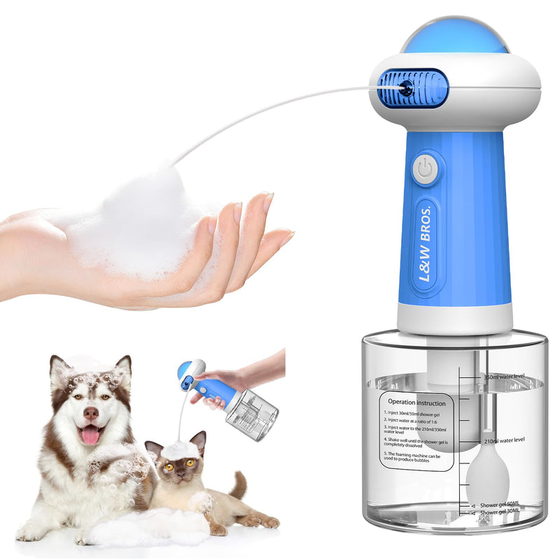 Electric Foaming Shampoo Dispenser, Automatic Soap Dispenser with Magnetic Charging/Ambient Light, for Dog/Cat Bathing, Bathroom, Kitchen Sink, Toilet Cleaning Blue - PawsPlanet Australia