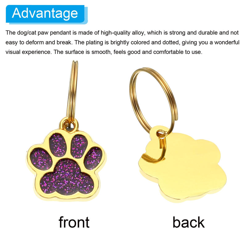 PATIKIL Animal Dog Cat Paw Print Pendants, 6 Pcs Crystal Footprint Dog Cat Paw Prints Pendant for DIY Necklace Bracelet Enamel Jewelry Making, Purple - PawsPlanet Australia