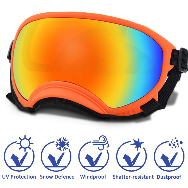Medium Dog Sunglasses with Adjustable Strap UV Protection, Winproof Dog Puppy Sunglasses, Suitable for Medium Dog Pet Glasses, Dogs Eyes Protection,Soft Dog Goggles Orange Frame&Colours Lens - PawsPlanet Australia