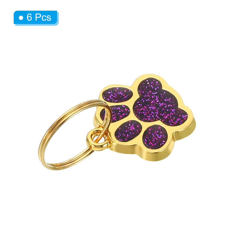PATIKIL Animal Dog Cat Paw Print Pendants, 6 Pcs Crystal Footprint Dog Cat Paw Prints Pendant for DIY Necklace Bracelet Enamel Jewelry Making, Purple - PawsPlanet Australia
