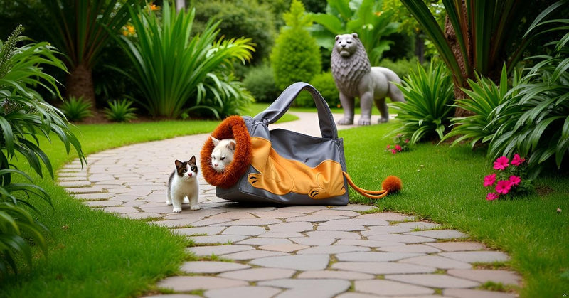 Dog Carrier Bag, Cat Sling Carrier Soft, Portable Dog Small Purse, Pet Carrier for Puppy, Lightweight Travel Hiking Bag, Lion Design Canvas,Petmate Chihuahua, Vet Visits, Outdoor Walking gray