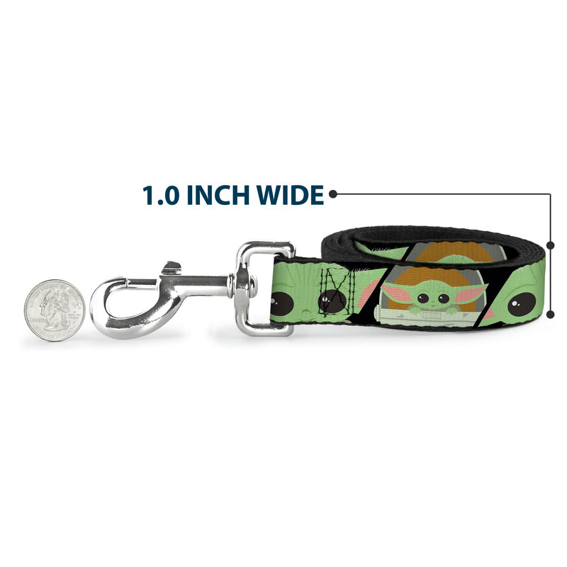 Star Wars Pet Leash, Dog Leash, Star Wars The Child Chibi Face Blocks Black, 6 Feet Long 1.5 Inch Wide 6 Feet Long - 1.5" Wide