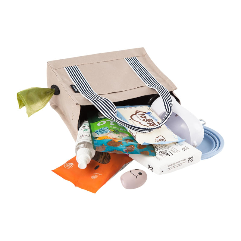 Dog Walking Bag Crossbody Tote and Dog Treat Pouch with Built-in Poop Bag Dispenser Beige - PawsPlanet Australia