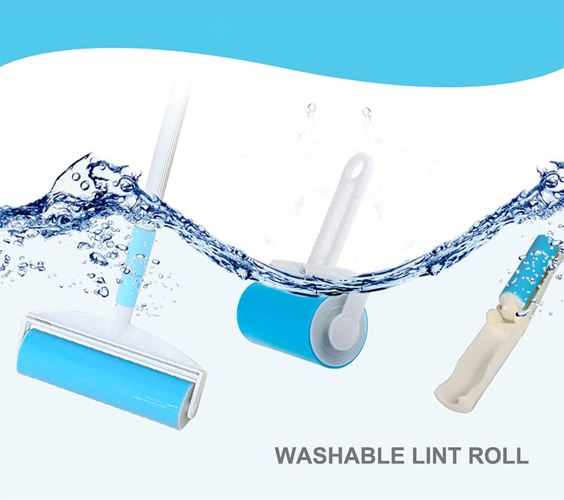SUZZYVINE Pet Hair Remover with Long Handle, Resuable Lint Roller Cat Dog Hair Remover, Washasble Sticky, Reusable （1 Long Handle 1 Wide Roller Plus 1 Medium Roller + 1 Travel Roller 4 Pack - PawsPlanet Australia