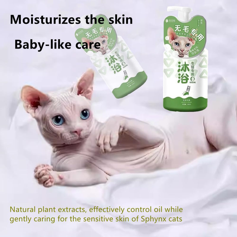 Sphynx Cat shampoo, Sphynx Cat Soothing Skin Cleanser, Effectively Control Oil Moisturizes Skin, Eliminate Black Chin,Tail Decontamination, Cleanses Skin Grease, Gentler Sphynx Cat Shampoo, 16.9Fl Oz - PawsPlanet Australia