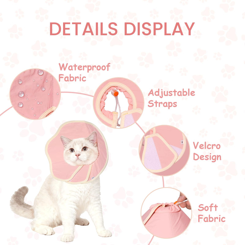 Soft Adjustable Cat Recovery Collar, Lightweight Waterproof Elizabethan Cone for Cats – Comfortable Protective Cat Cone to Prevent Licking After Surgery, Grooming & Skin Care (Pink, M) Pink