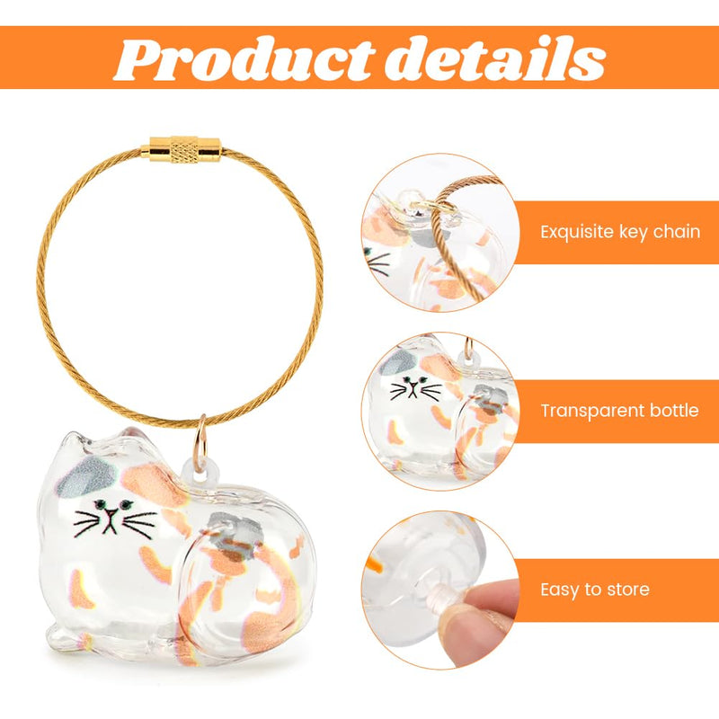 6Pcs Cat Fur Storage Bottle Cat Hair Keychain, Transparent Acrylic Cats Shape Memorial Storage Capsule Pendant, Birhthday Gift for Pet Lovers