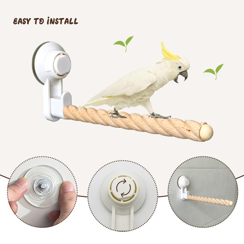2Pcs Bird Perch With Suction Cup, Wooden Parrot Stand, Shower and Window Perch, Grinding Stick Training Toys, Wall Bath Car Travel Stand for Small and Medium Birds - PawsPlanet Australia