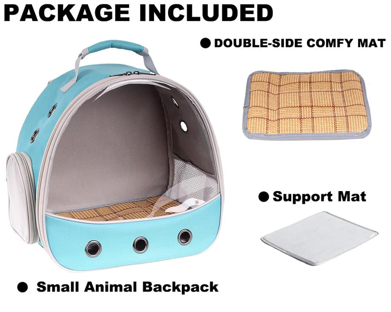 Small Animal Travel Carrier Backpack to Carry and Transport Guinea Pig Birds Bearded Dragon, Clear Front Window, Portable Bag to Transport Hamster Hedgehog Green - PawsPlanet Australia