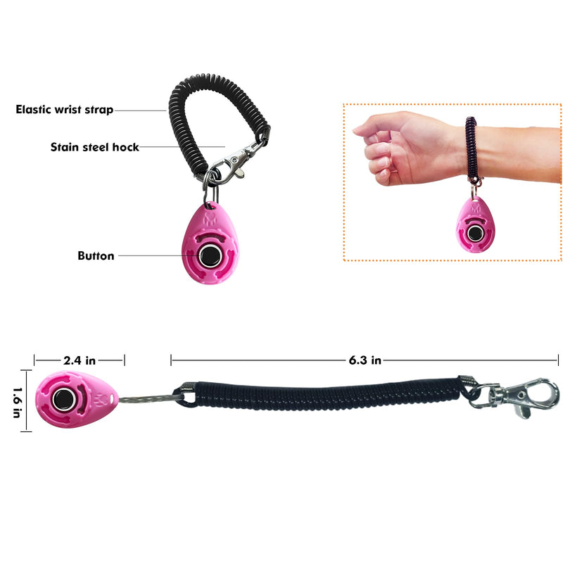 BONSO Dog Training Clicker with Adjustable Wrist Strap - Positive Reinforcement Pet Training Clicker for Dogs, Cats, and Puppies (Pink) Pink - PawsPlanet Australia