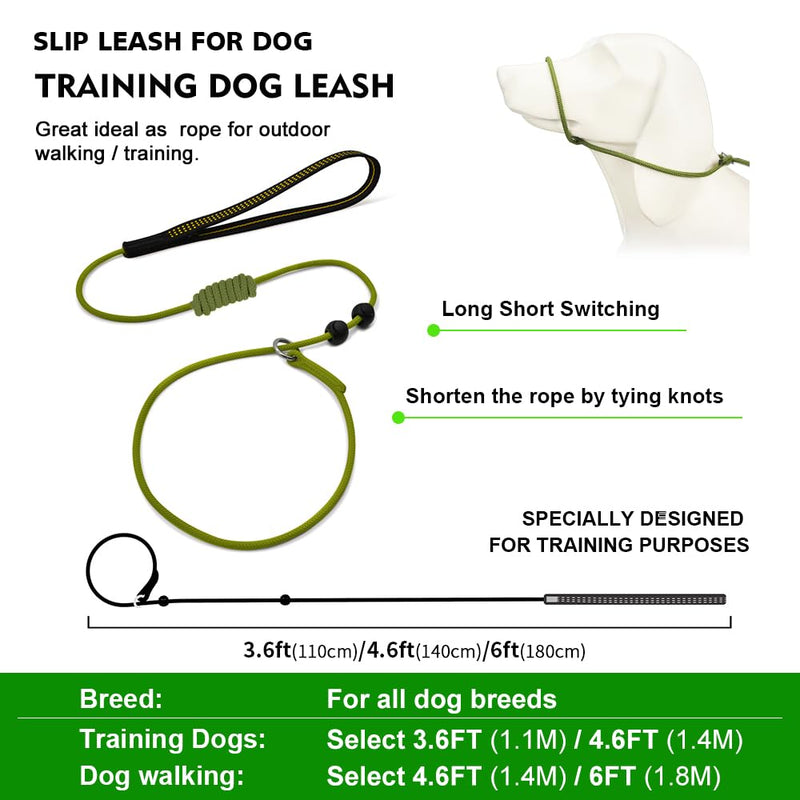 Slip Leads for Dogs,Top Speed Training Dog Leash,2-in-1 Slip Collar Dog Training Lead & Collar,6ft Thin Slip Lead,sturdyand Durable, Leash Suitable for Small, Medium, and Large Dogs(Black) BLACK Training(6FT*1.8M） - PawsPlanet Australia