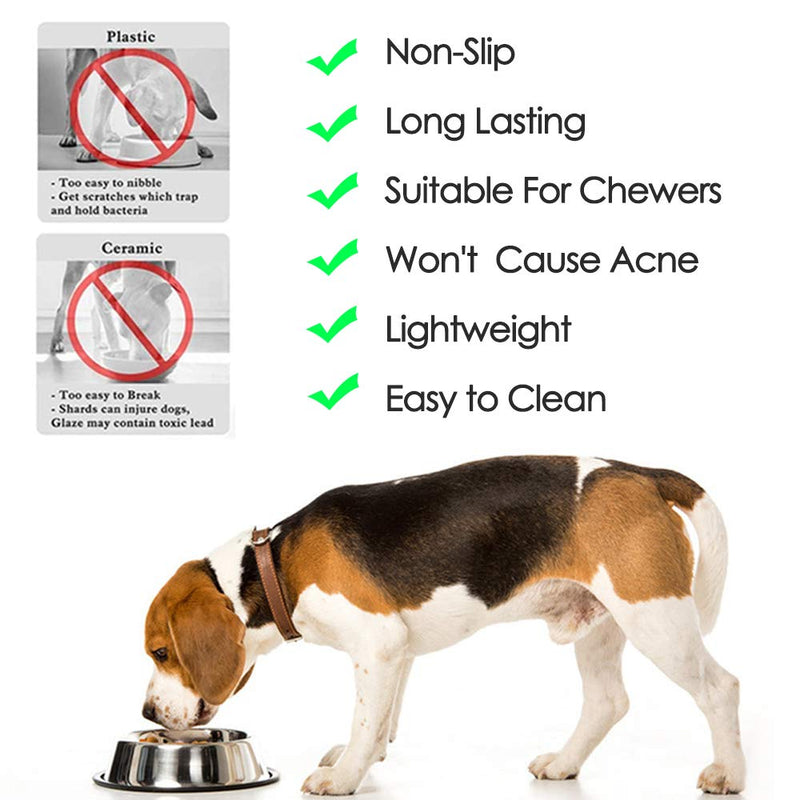 WEDAWN Stainless Steel Dog Bowls,Dog Dishes 8oz 16oz 26oz 40oz, Cat Bowl Water and Food with Rubber Base for Small/Medium/Large Dogs, Cats, Puppy Rabbit and Kitten 6 Cup/40 oz Silver/2Pack - PawsPlanet Australia