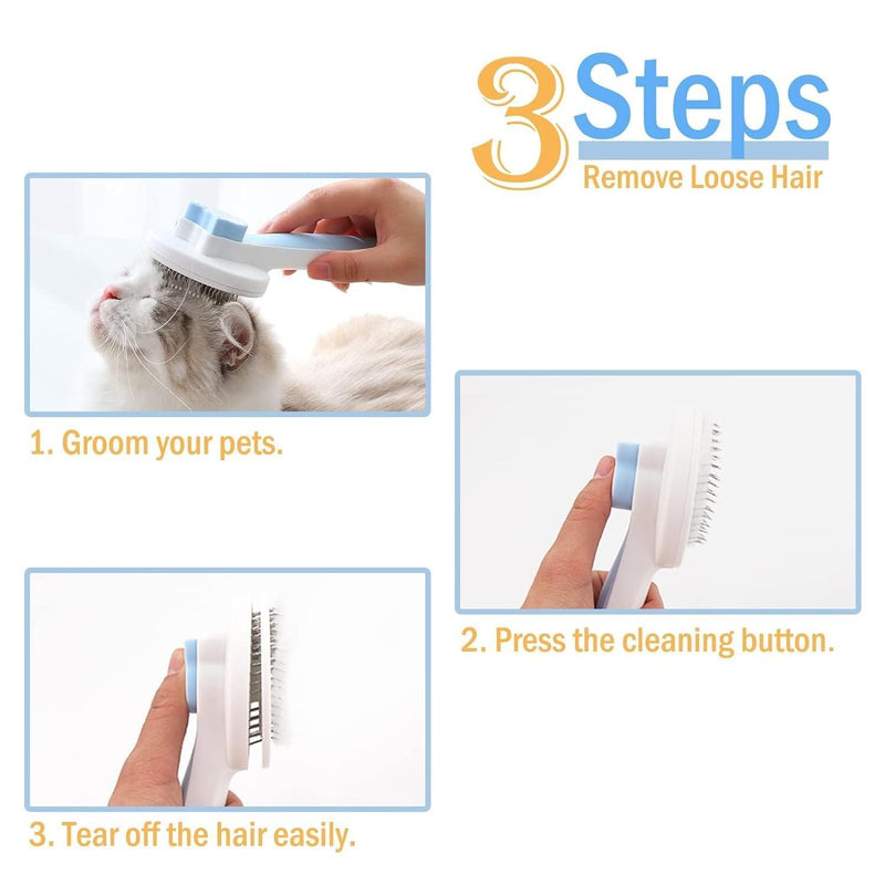 Pet Grooming Brush - Gentle Slicker for Removing Loose Undercoat, Suitable for Cats and Dogs (Blue) Blue - PawsPlanet Australia
