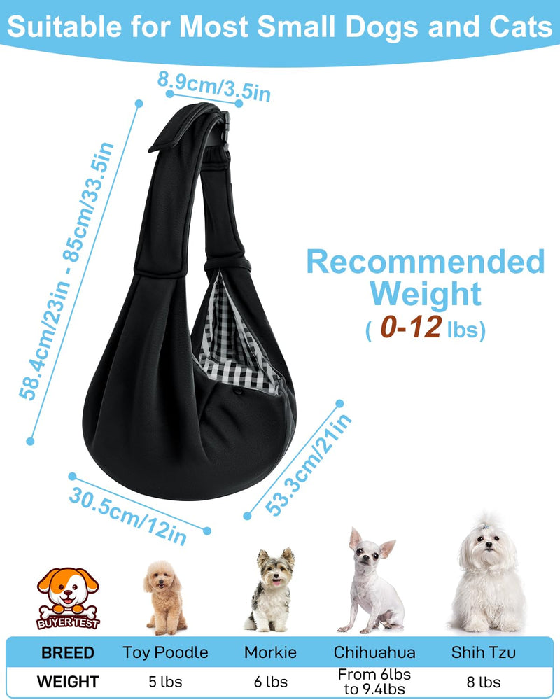 Dog Carrier Sling for Small Dogs & Cats Up to 12lbs, Puppy Sling with Adjustable Shoulder Strap, Pet Carrier with Pockets, Hands Free for Small Cats Puppy Outdoor - PawsPlanet Australia
