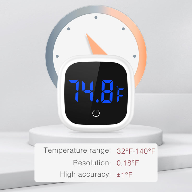 Digital Aquarium Thermometer, Stick-on Fish Tank Thermometer, Wireless Tank Temperature Sensor with LED Touch Screen, Battery, ℉, for Fresh Water, Tap Water, Marine Water 1 PCS White - PawsPlanet Australia