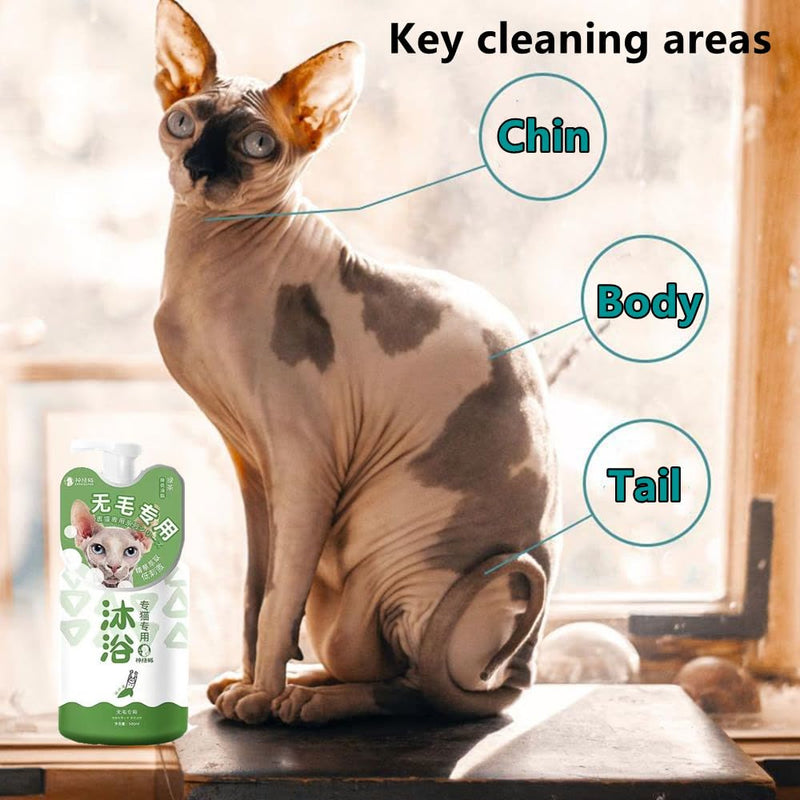 Sphynx Cat shampoo, Sphynx Cat Soothing Skin Cleanser, Effectively Control Oil Moisturizes Skin, Eliminate Black Chin,Tail Decontamination, Cleanses Skin Grease, Gentler Sphynx Cat Shampoo, 16.9Fl Oz - PawsPlanet Australia