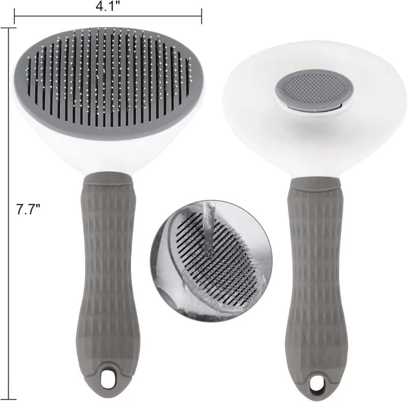 Pet Hair Removal Brush for Dog Cat Grooming Tool, Self Cleaning Slicker Hair Massage Comb Loose Undercoat Removes Tangles Fur Hair Slicker Brush for Puppy Kitten Bunny Massage-Pet Supplies (Gray) grey - PawsPlanet Australia