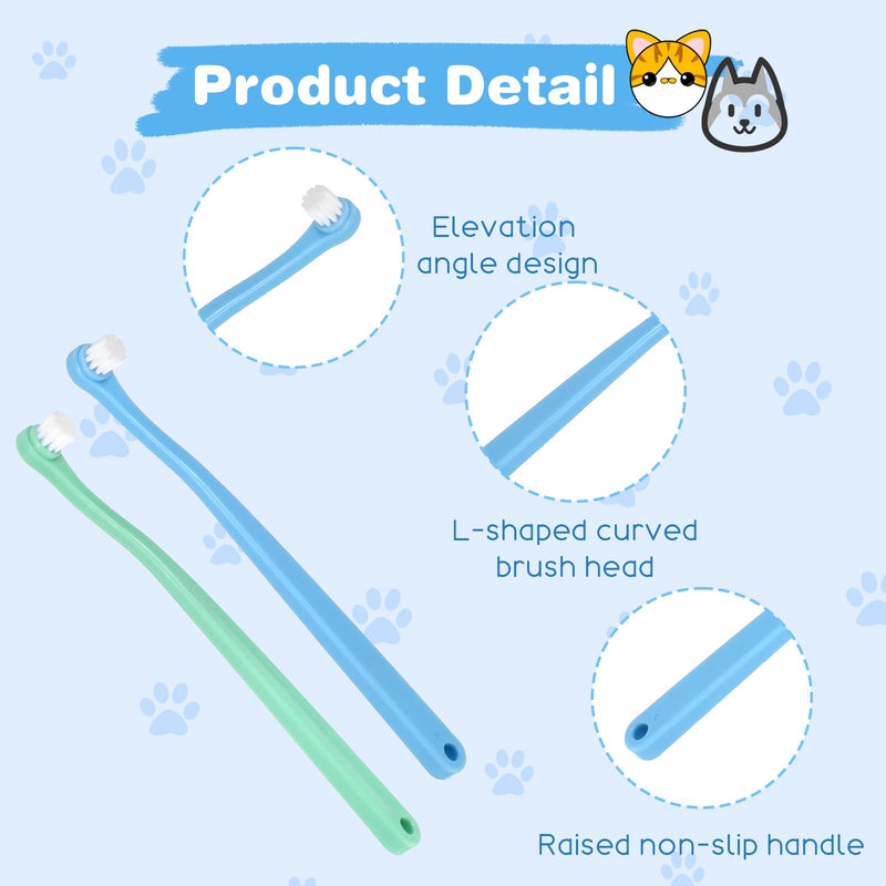 Dog Toothbrush for Small Breeds, 3 PCS Dog Toothbrushes Mini Head Soft Dog and Cat Toothbrush Kit for Puppy Kitten Small Pets Easy Teeth Cleaning & Dental Care (Blue, Pink, Green)