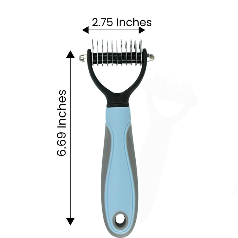 Pet Grooming Brush - Shedding Comb & Dematting Tool for Dogs & Cats, Extra Wide Undercoat Rake for Dog Grooming, Blue - PawsPlanet Australia