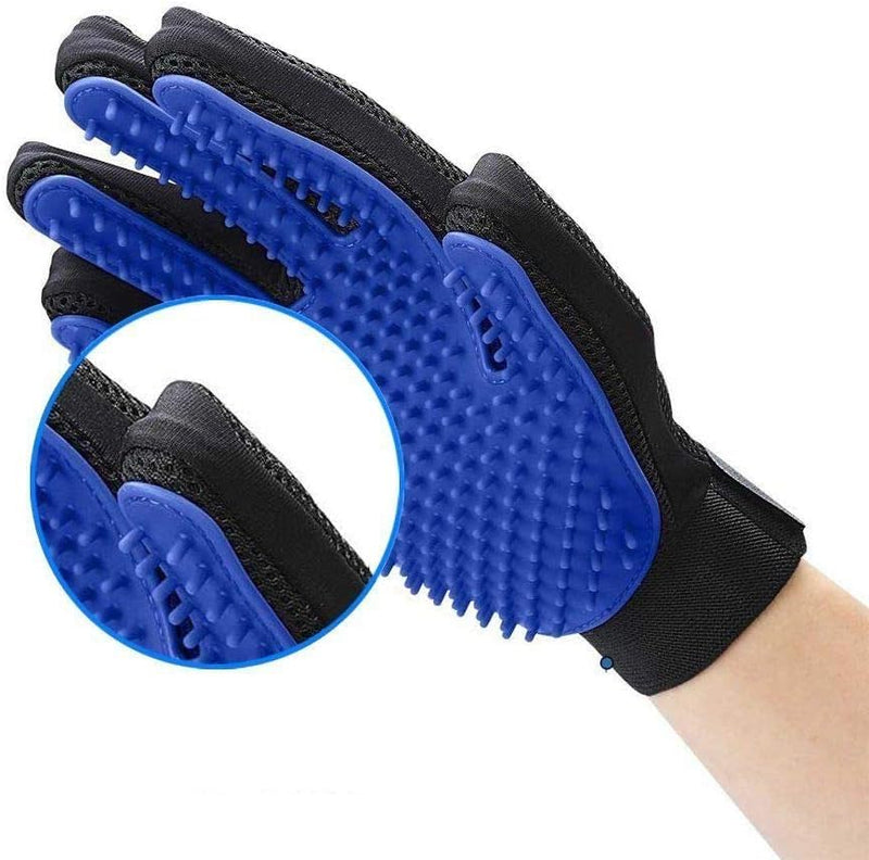 Pet Grooming Glove - Gentle Deshedding Brush Glove - Efficient Pet Hair Remover Mitt - Massage Tool Enhanced Five Finger Design - Perfect for Dogs & Cats with Long & Short Fur with Training Whistle - PawsPlanet Australia