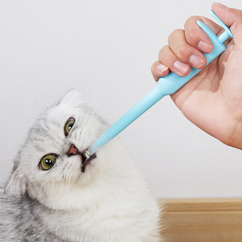 Safe pill and medication dispenser for cats, simple and accurate, prevents spitting, tool, medication dispenser, soft tip, syringe-style pet pill dispenser for dogs, blue