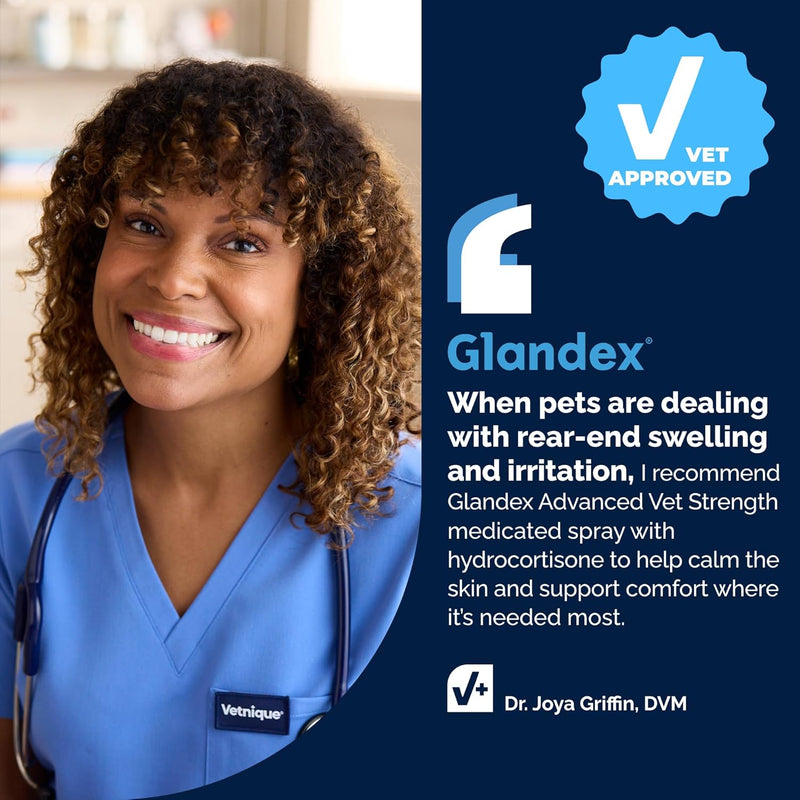 Vetnique Labs Glandex Medicated Dog Anal Gland Spray - Pain Relieving & Anti-Itch Formula to Soothe Inflamed Anal Glands in Dogs & Cats - Fast Acting Clinical Formula - Boot The Scoot (4oz)