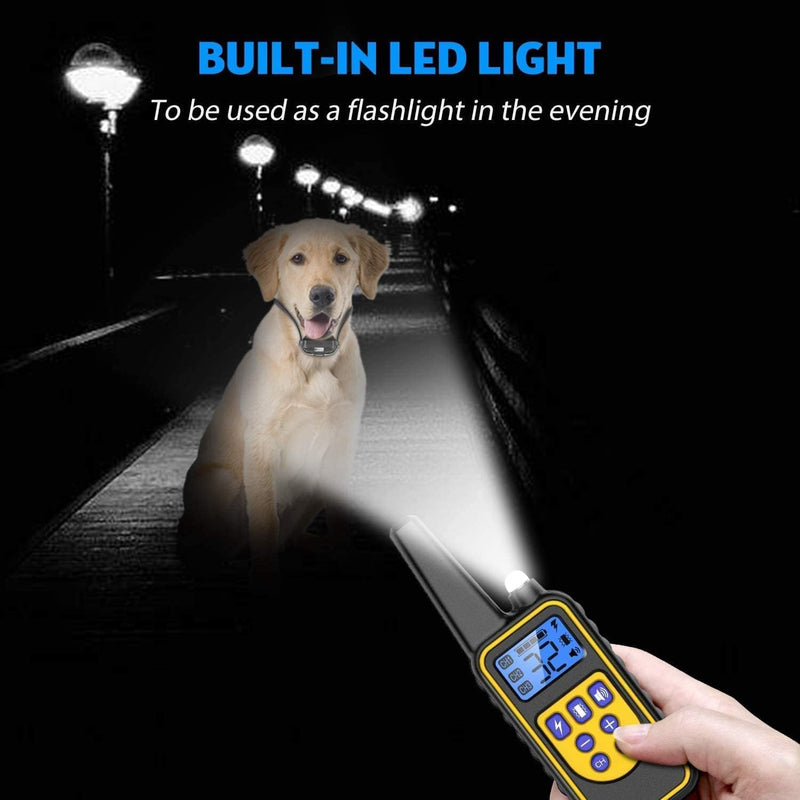 Dog Shock Collar with Remote Control – IP67 Waterproof Dog Training Collar with Beep, Vibration, Shock, Flashlight, Long-Lasting Battery, Safe for Dogs 8–120 lbs Orange