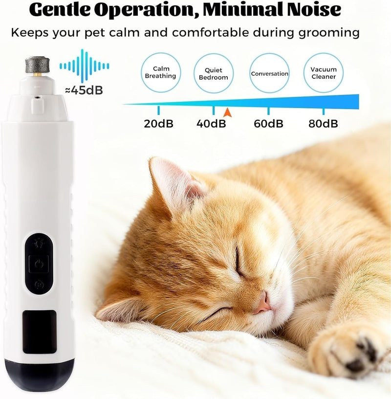 Silent Groom Pro Nail Grinder, 2025 New Dog Nail Trimmer, USB Rechargeable Pet Nail Grinder, Dog Nail Trimmers, Electric Dog Nail Clippers, Pet Paws Grooming Smoothing Tool (1 Set) 1 set