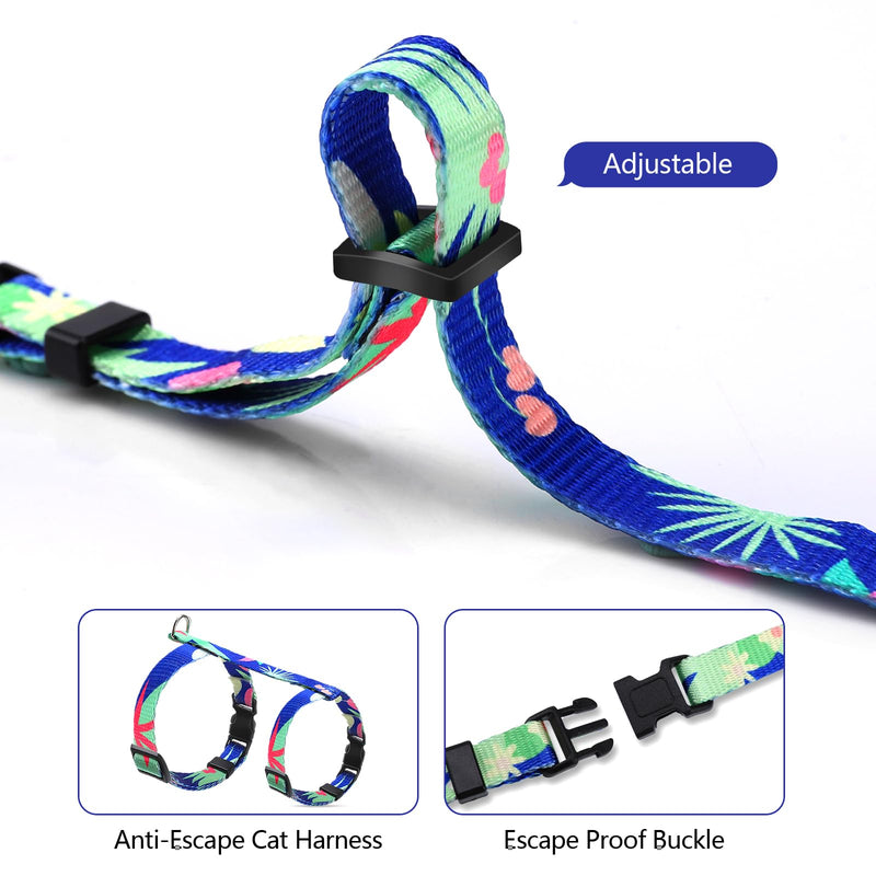 Cat Harness and Leash Set for Walking,Escape Proof Lightweight Soft and Comfortable,Adjustable Kitten Harness and Leash (Hawaii) Hawaii - PawsPlanet Australia