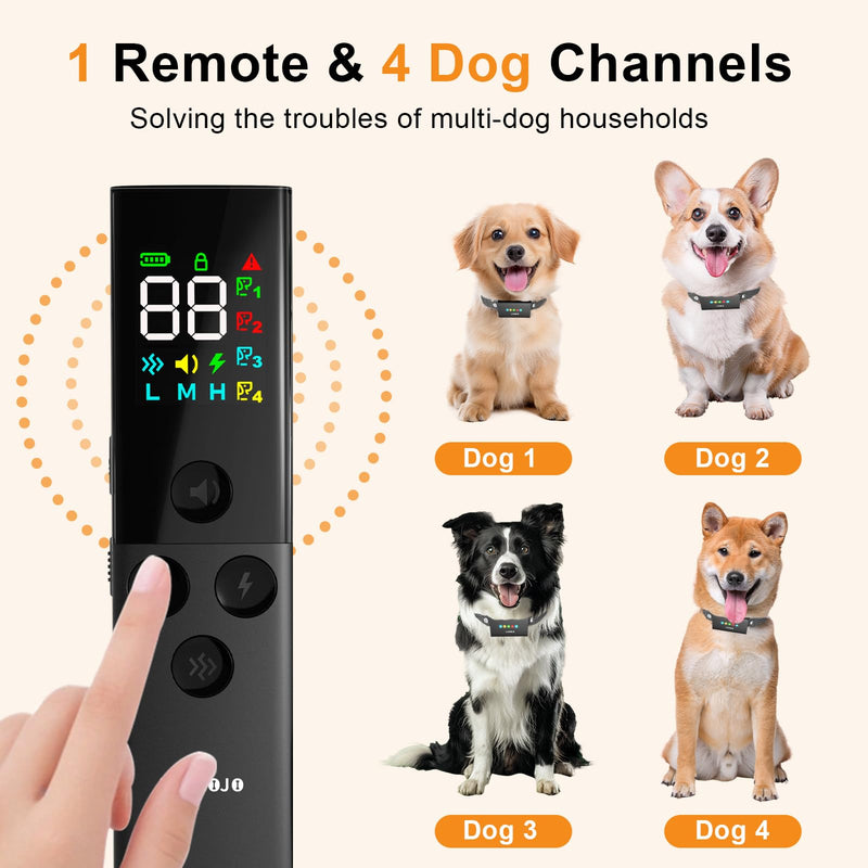 4 Dogs Shock Collar, 1640FT Dog Training Collar with Remote, Waterproof Electric Educator, Smart Anti-bark Trainer, 4 Modes Stop Bad Behaviors, Security Lock, Rechargeable e-Collar for Puppy Black Set(Collar+Remote) - PawsPlanet Australia