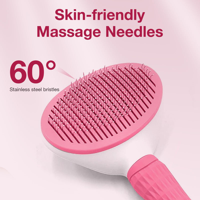 Self Cleaning Slicker Brush for Dogs & Cats, Grooming Dog Brush Cat Brush Haired Dogs, Pet Supplies Accessories, Pink - PawsPlanet Australia