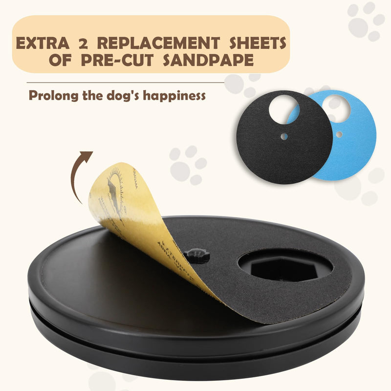 Dog Nail Scratch Board - 3 in 1 Rotatable Round Dog Scratch Pad with Treats Box, Dog Nail File Toy for Dog Nail, Dog Scratch Pad for Nails，Dog Scratcher for Small and Large Dogs - Sandpapers Included Black - PawsPlanet Australia