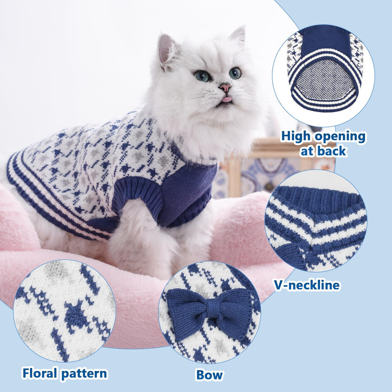 Dog Sweaters for Small Dog Male Cold Weather Doggie Knitwear Sweater Pet Winter Knit Outfit Chihuahua Pocket Beagle Mini Dachshund Yorkie Schnauzer Clothes for Dog Girls Boys (Blue, M) Blue Medium - PawsPlanet Australia