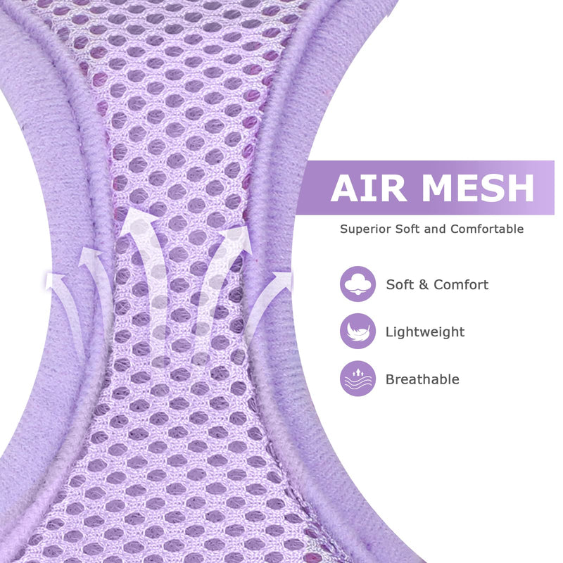Small Dog Harness and Leash Set, Gauzy Dress Vest Harness, Breathable Adjustable No Pull Dog Harnesses for Small Medium Dogs Outdoor Walking Pet Supplies, Purple with Leash, Medium - PawsPlanet Australia
