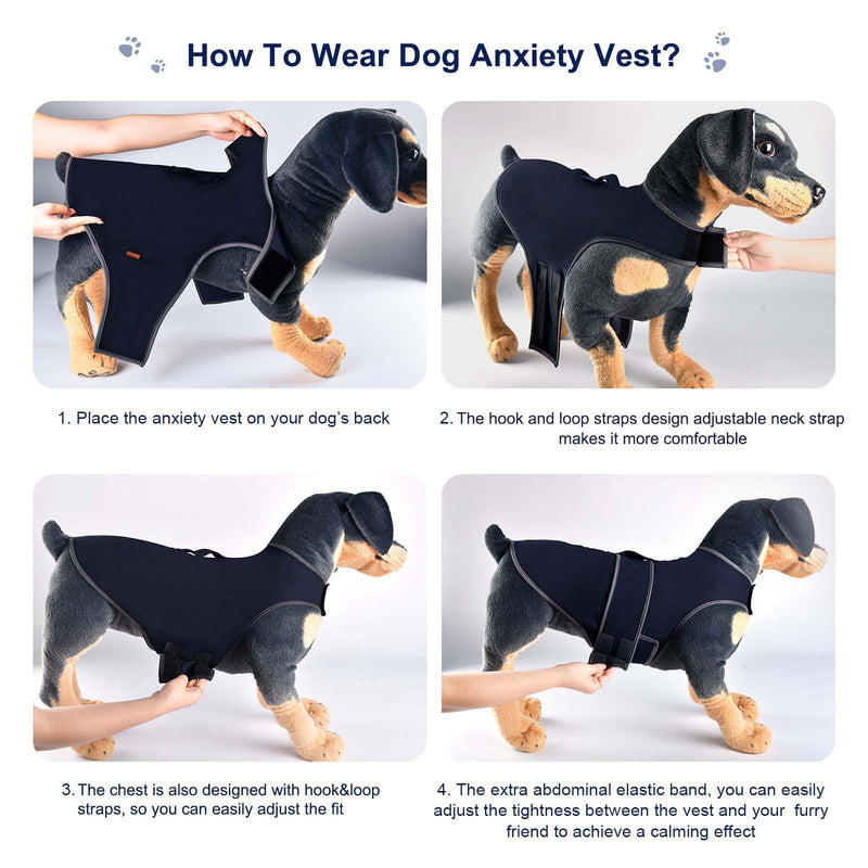 Dog Anxiety Shirt,Dog Anxiety Jacket Calming Vest for Thunderstorm,Travel,Separation, Calming Coat Wrap for Dogs, Pet Stress Relief Anxiety Jacket (Dark Blue, Small) Dark Blue - PawsPlanet Australia