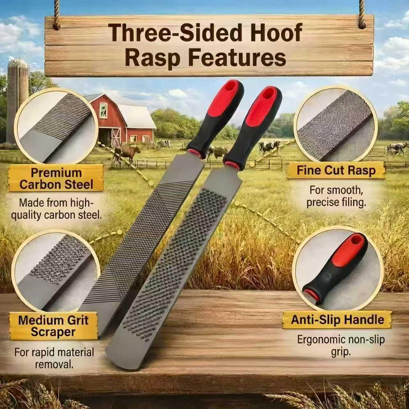 18Inch Double-Sided Farrier Rasp - Professional Hoof Rasp for Horses, Coarse & Fine Filing Surfaces, Hardened Steel with Ergonomic Non-Slip Handle for Hoof Trimming and Shoeing