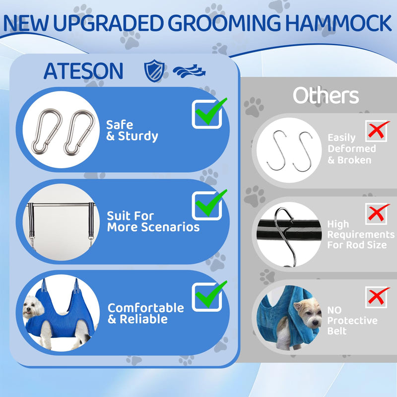 Dog Grooming Hammock for Large & Giant Dogs, Pet Grooming Sling with Nail Clippers, Trimmers & Scissors – Comfortable & Safe Grooming Harness for Stress-Free Nail Trimming for XXXL Dogs XXXL for Large Giant Dogs 110-150LB Blue