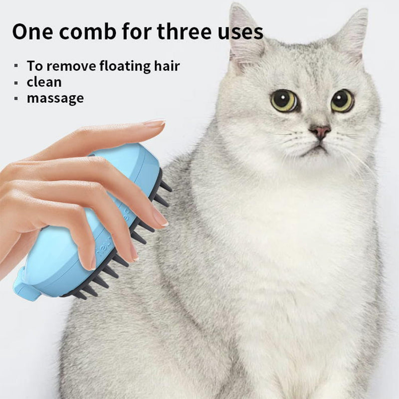 2pcs Steaming Pet Brush, 3-in-1 Rechargeable Steamer for Dogs and Cats, Removes Tangled and Loose Hair (blue) blue