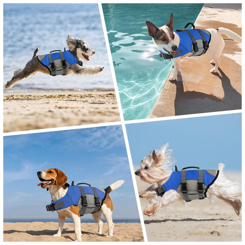 Dog Life Jacket, Reflective Adjustable Dog Life Vest with Rescue Handle for Swimming and Boating, Ripstop Pet Safety Life Preserver for Small, Medium and Large Dogs Blue - PawsPlanet Australia