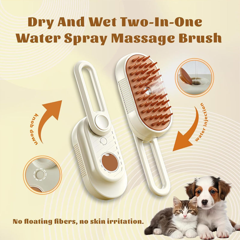 Cat Brush Cat Steam Brush Rechargeable Steamy Pet Grooming For Shedding, Water Spray Massage Brushs, Dog Hair Removal Self Cleaning Brushs Steamer Wet Spa Comb (White) - PawsPlanet Australia