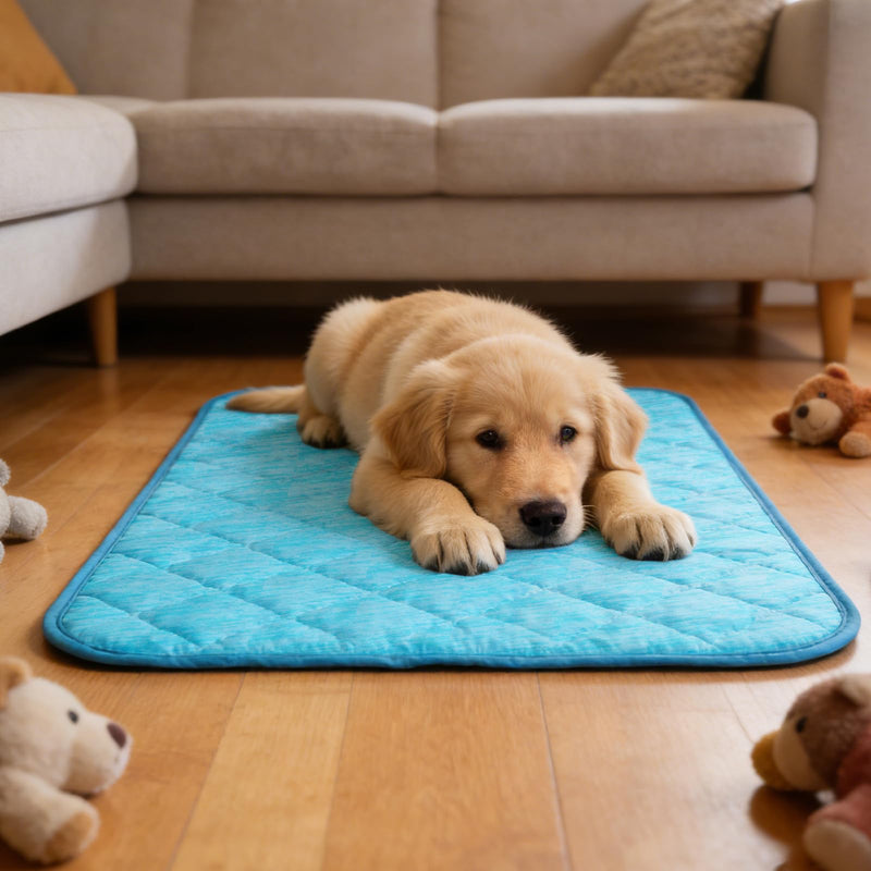 Dog Cooling Mat for Summer: Outdoor Dog Cooling Pad, Washable Cooling Mat for Dogs, Cooling Dog Bed for Kennel, Waterproof Pet Cooling Mat, Blue Pet Blanket Medium Dogs Medium(40"x28") 004-Blue - PawsPlanet Australia