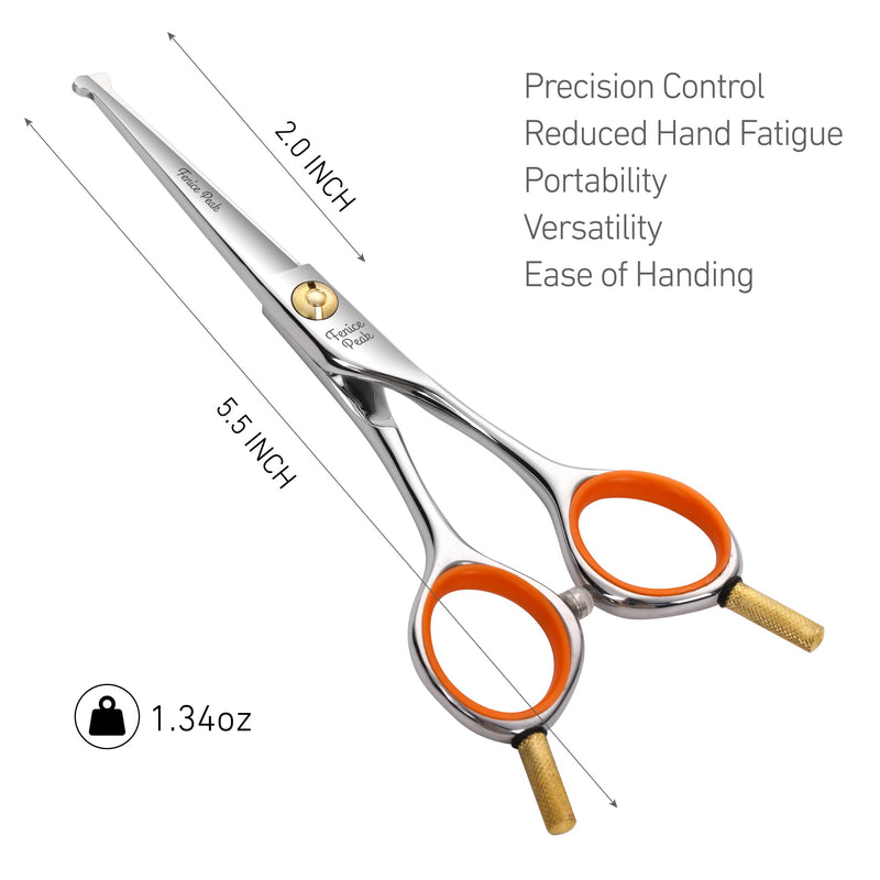 Fenice Peak 5'' Small Straight Scissors Lightweight Dog and Cat Grooming Scissors with Safety Round Tip JP440C Stainless Steel Sharp Blades for Body Facial Nose Ear and Paw Hair Easy Use 5" - PawsPlanet Australia