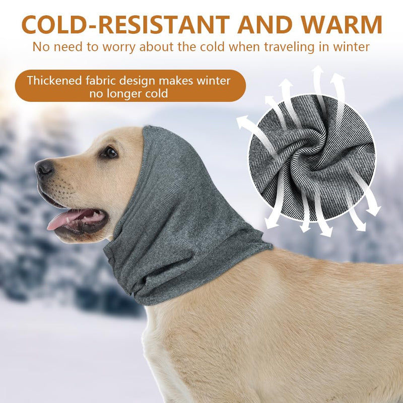 Aomig Dog Snood Ear Protectors, Dog Hat Neck and Ears Warmer, Dog Adjustable Ear Wrap, Dog Ear Muffs Noise Protection, Windproof and Cold-Proof Dog Snood Ear Protector for Anxiety Relief and Calming M Grey