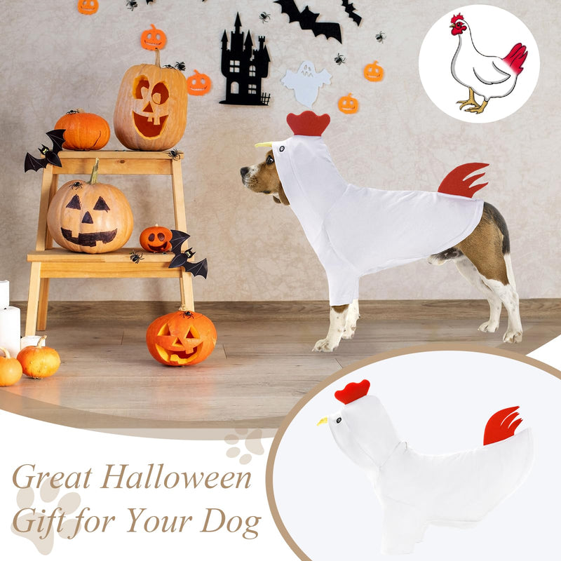 DELIFUR Dog Halloween Chicken Costume - Dog Thanksgiving Hoodies for Small Medium Pet Cute Animal Clothes Cosplay Sweatshirt for French Bulldog (Back 17.5") Back 17.5"