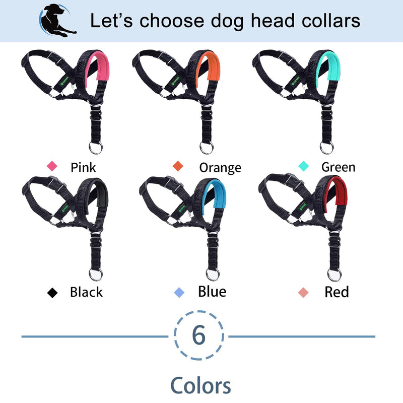 ILEPARK Dog Head Collar with Safety Strap, Head Harness for Dogs to Stop Pulling, Adjustable and Easily Control (M, Black) M