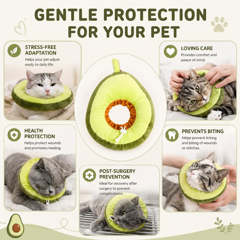Avocado Cat Collar，Lick Protection, Soft Cat Collar, After Op Cone Collar, Lightweight Protective Collar for Puppies (green, L)