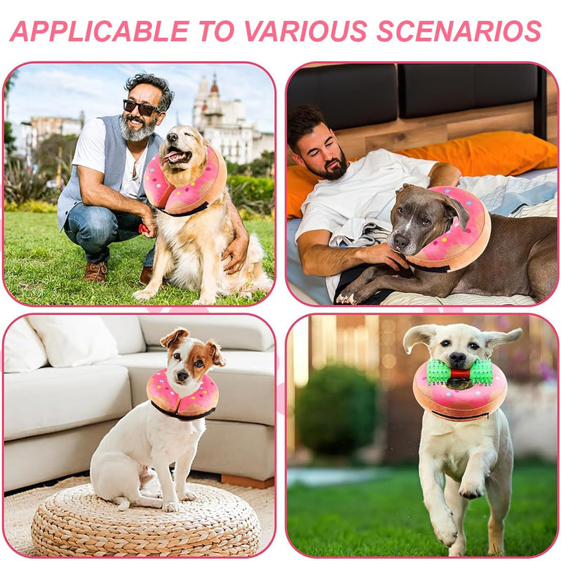 PVC Inflatable Dog Collar Elizabeth Circle, Protective Collar for Pets, Anti-Leak Protection After Surgery (Pink, S, for Dogs)